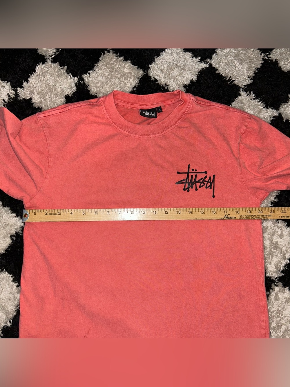 Stussy Coral (Pink/Red) T-Shirt - Men’s Small - Large Back Graphic Logo Tee - Picture 7 of 8